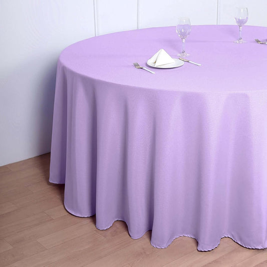 Efavormart Round Tablecloth, 120 Inch Stain & Wrinkle Resistant Washable Table Cloth, Decorative Polyester Fabric Table Cover for Banquet, Wedding, Dining - Lavender