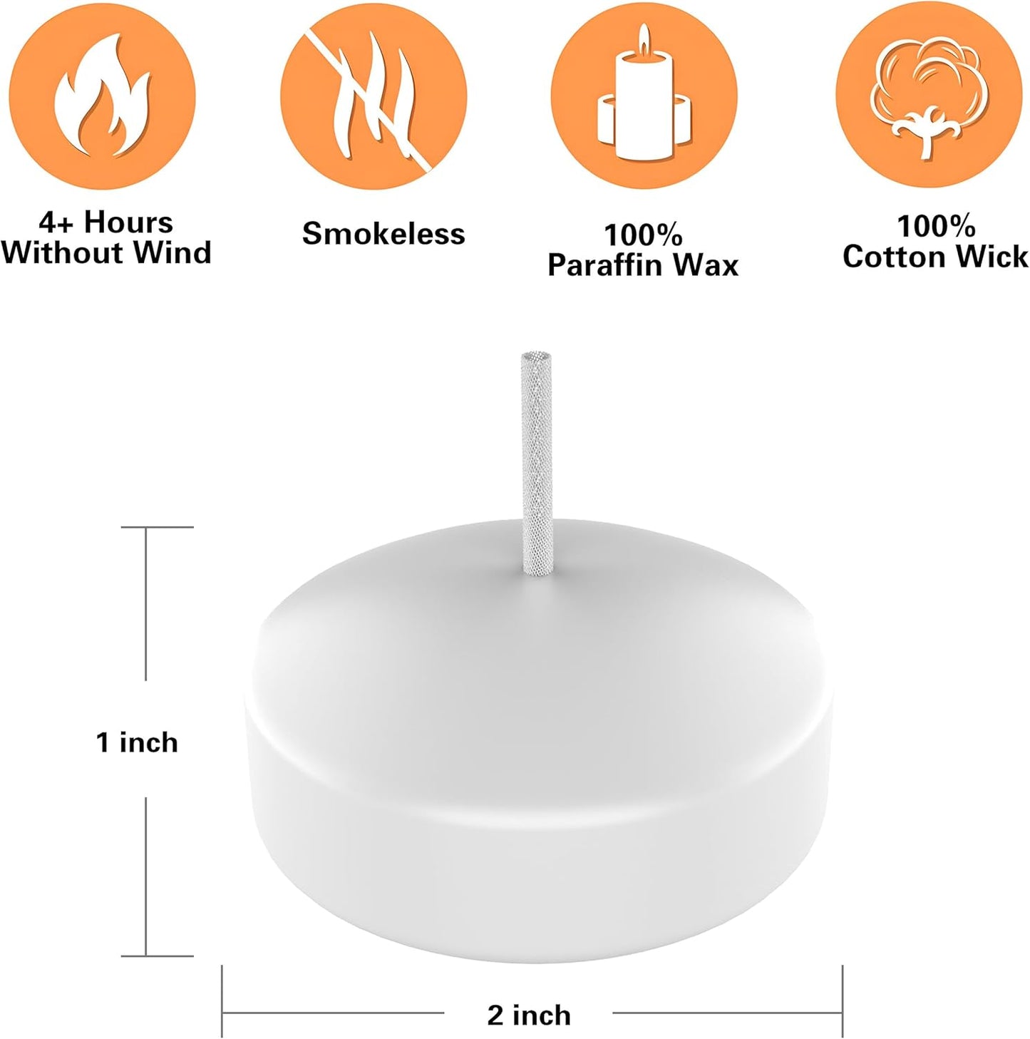 Aignis 36pcs Floating Discs Wax Candles, Burning Time 4+ Hours, 2 Inch Unscented Dripless, White Set for Wedding/Birthday/Celebration/Party/Holiday/Home Décor