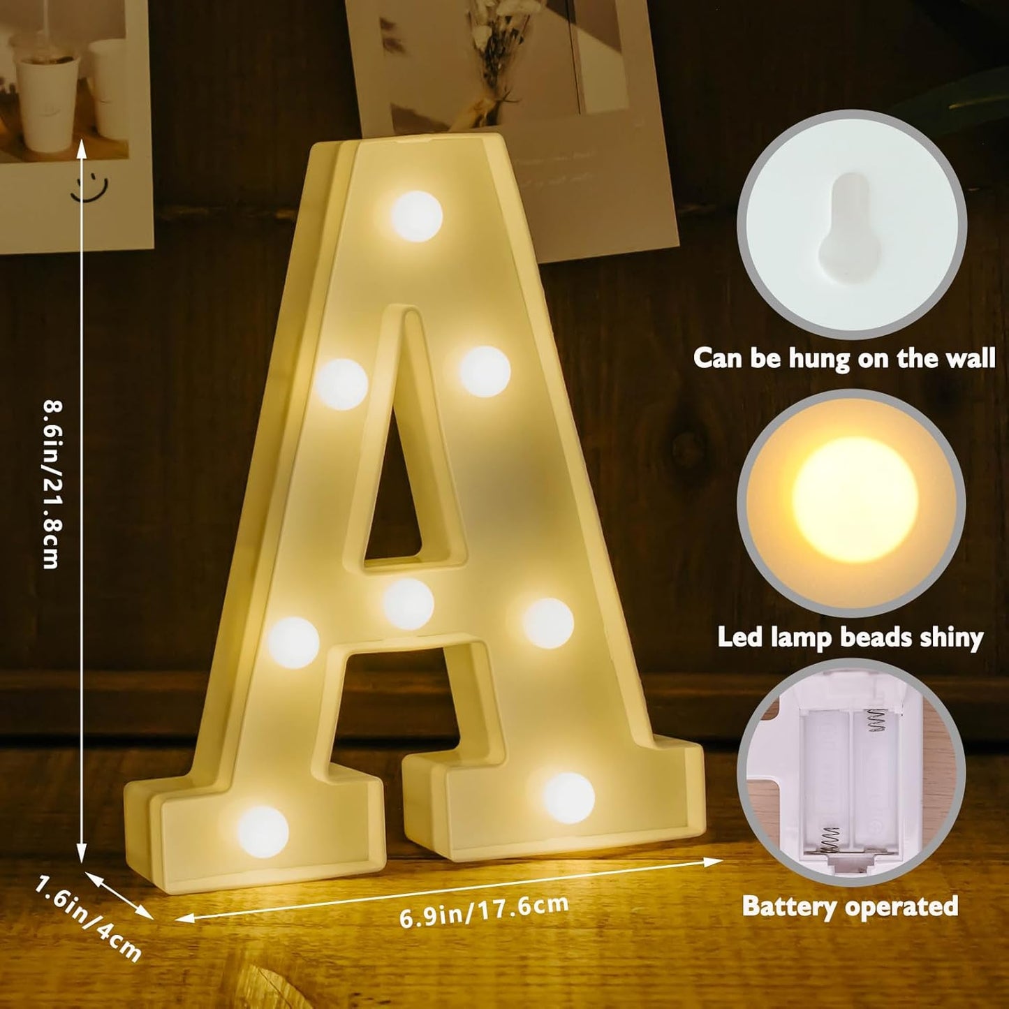 Led Light Up Letters, LED Marquee Letter Lights BAR Sign, Decorative Led Numbers Light, Battery Powered Letter Sign Lights for Bar Decor-Warm White