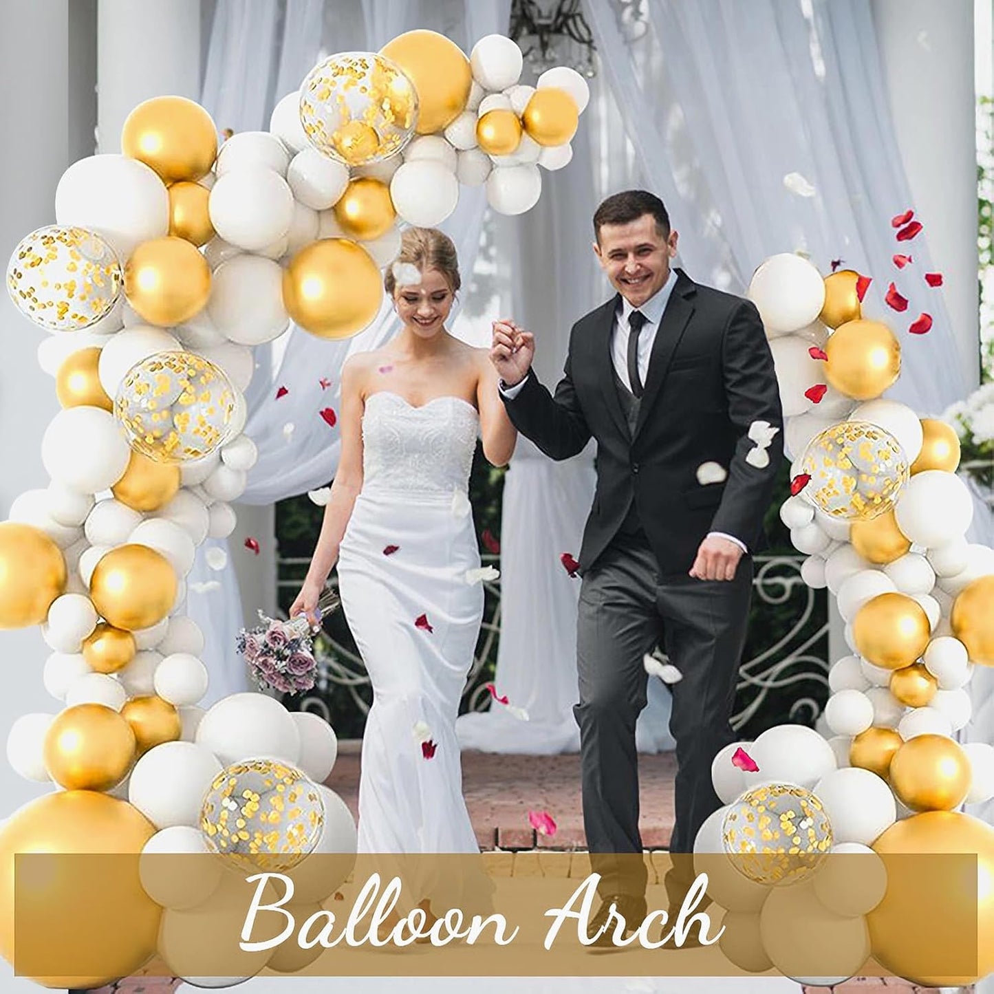 AerWo [Upgraded] Balloon Arch Kit 8.2FT & 6FT, Free Bending Top Half Balloon Arch Stand with Base, Floor Arch Backdrop Stand Frame for Lawn Yard Birthday Wedding Party Decorations