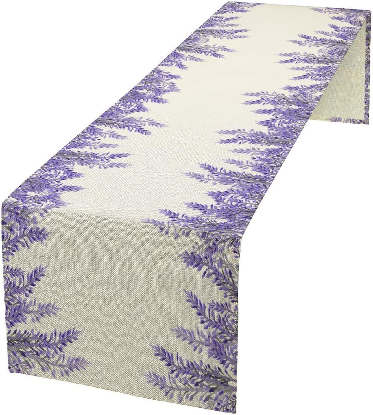Purple Lavender Table Runner Vintage Watercolor Modern Kitchen Restaurant Decoration Suitable for Indoor and Outdoor Wedding Party Banquet Table Runner 13x120 Inch