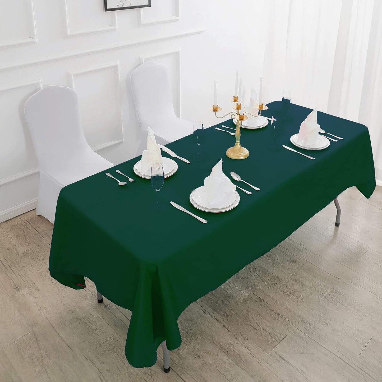 Rectangle Tablecloth 60x102 inch Washable Polyester Fabric Table Cloth for Wedding Party Dining Banquet Decoration（60x102, Hunter）