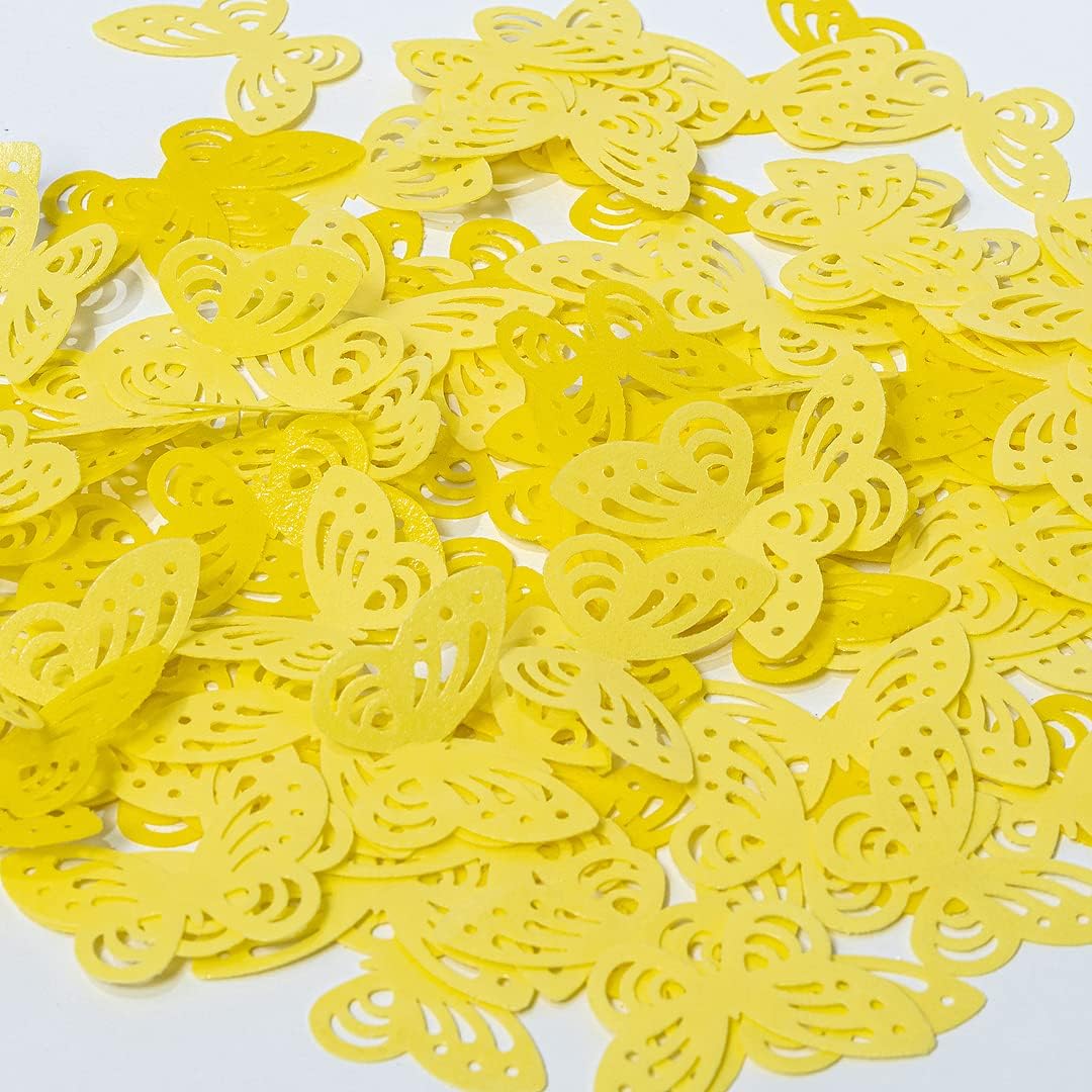 Edible Flowers -Edible leaves -Edible butterflies Wafer Paper Cake Cupcake Toppers for Decorating Rice Paper Food Decorations for Baking Girl Birthday Party (Yellow butterflies60)