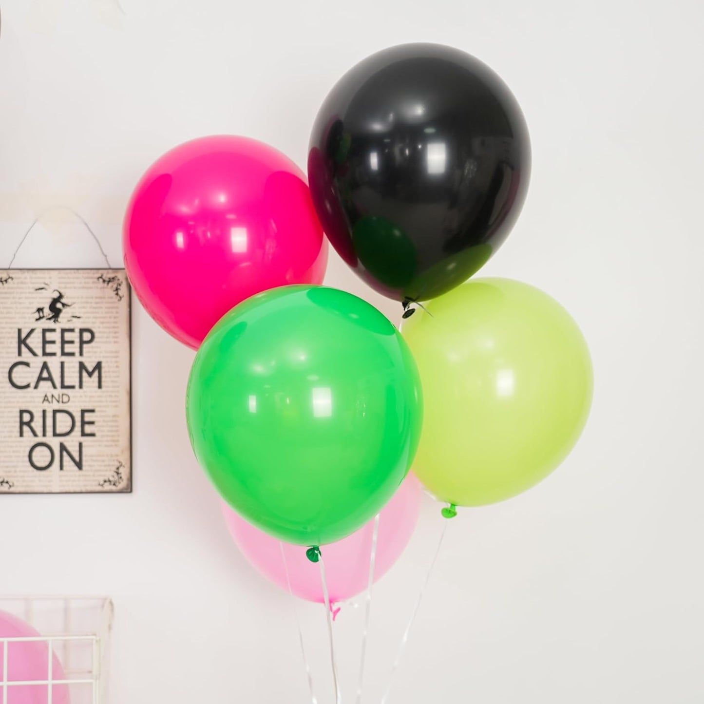 Black and Pink Green Balloons, 60PCS Witch Theme Party Balloon, 12 Inch Hot Pink Dark Light Green Black Latex Balloon for Girls Princess Witch Theme Birthday Party Decorations Supplies