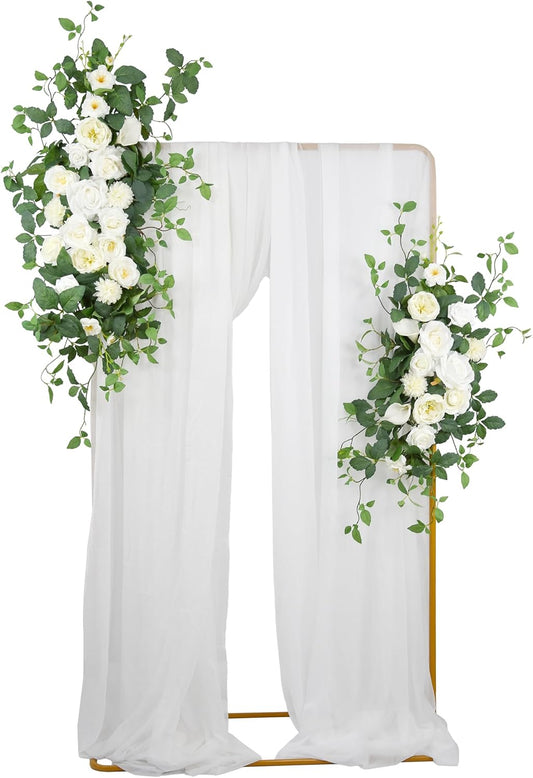 Arch Flower Kit of 2 - Artificial Floral Swag for Wedding Welcome Sign, Reception Ceremony Signs, Chair Decor (White)