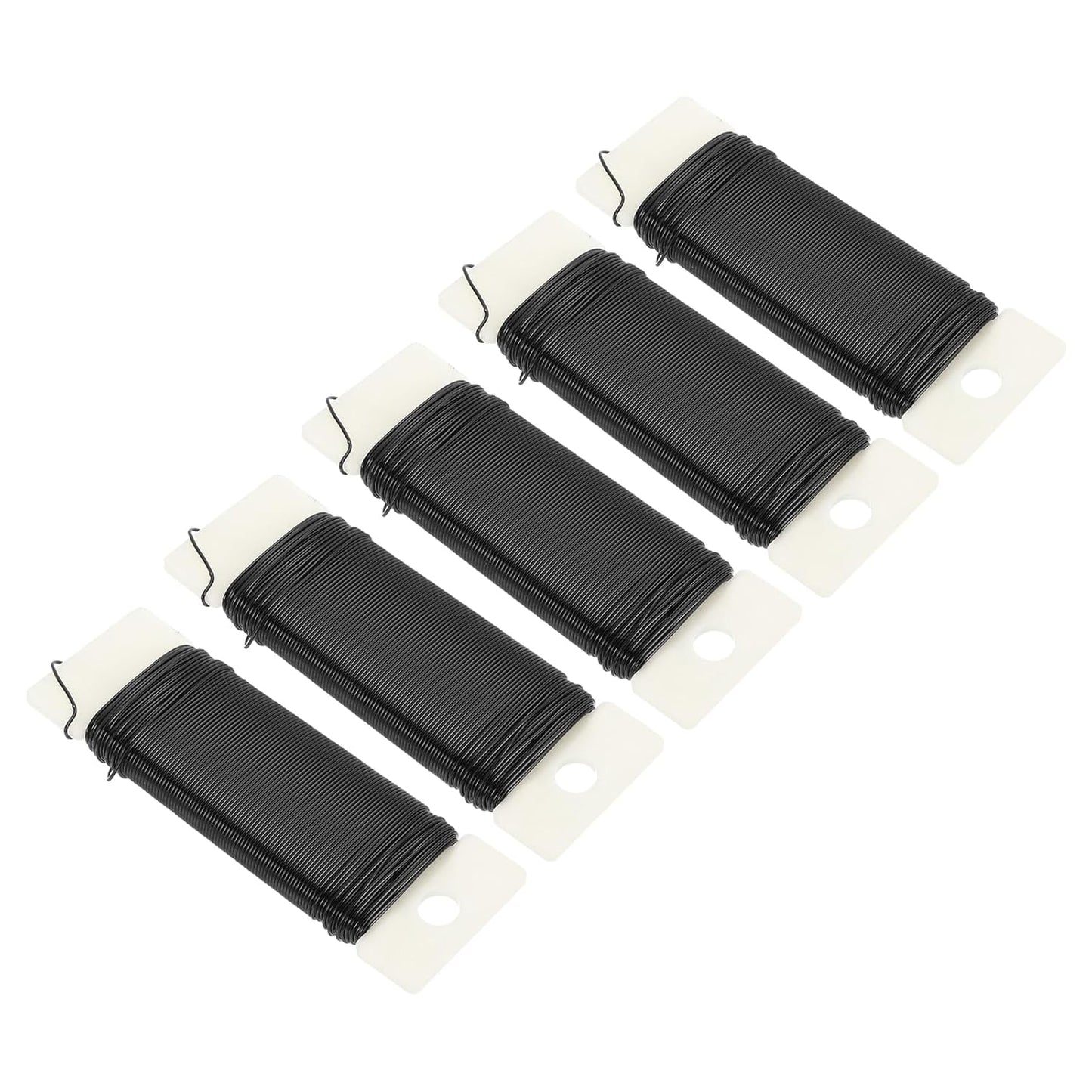 MECCANIXITY 190 Yards/575 Feet Metal Floral Wire 21 Gauge Black Flexible Paddle Thin Floral Wires for Craft, Christmas Wreath, Flower Arrangement, Wedding, Total 5 Roll