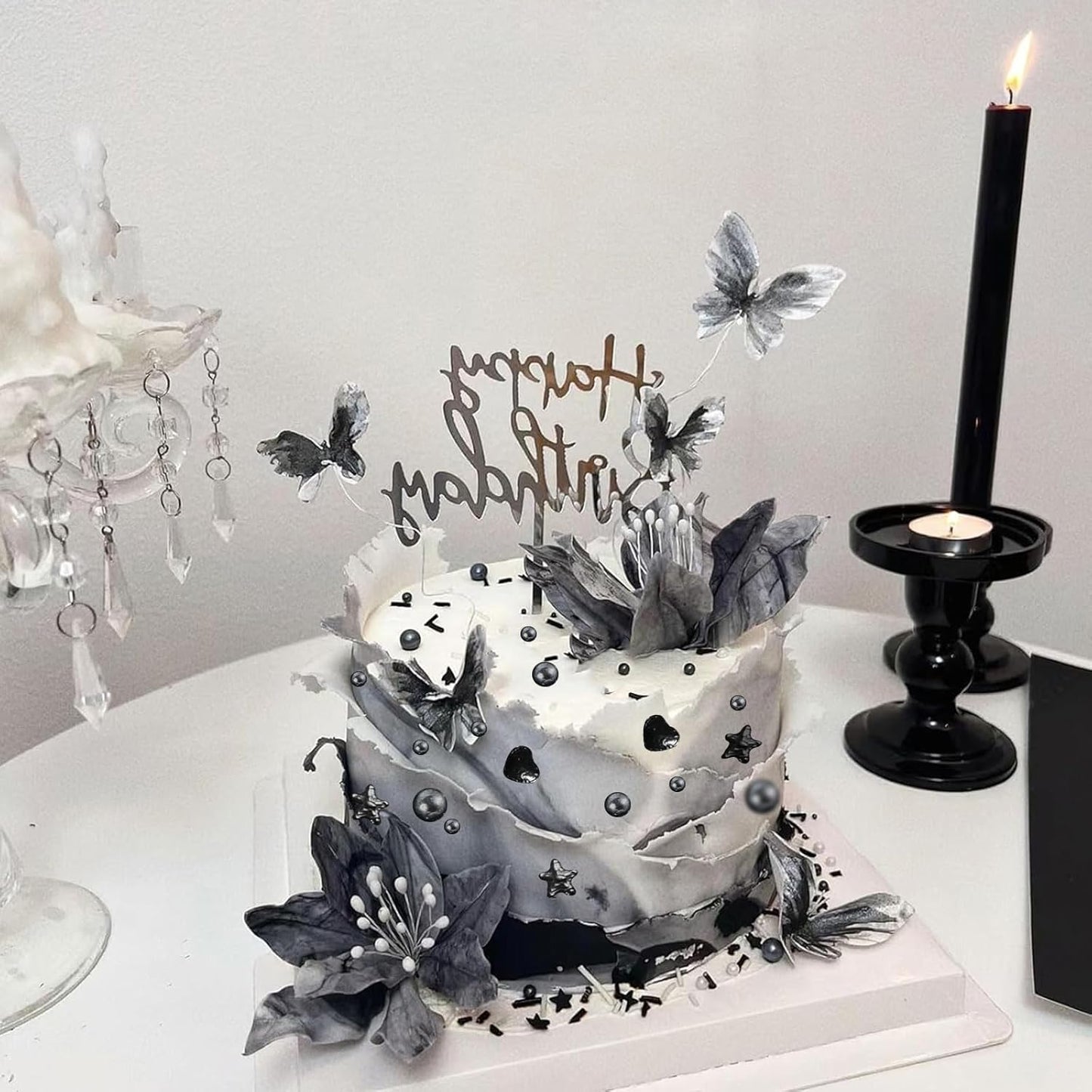 Kasvan Black Pearl Sprinkles, 6 Sizes Mix for Cake Decorating, 230g/8.1oz, Baking Cake Decorations, Ice Cream Toppings and Cookie Decorating, Wedding Party Chirstmas Supplies (Black)