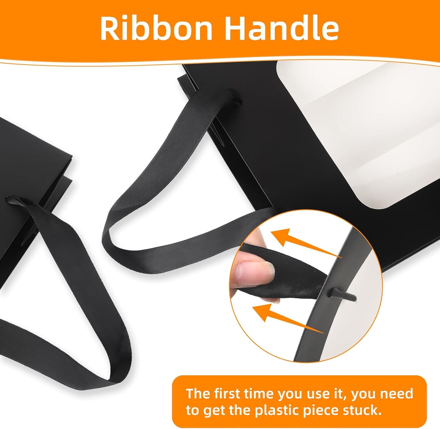 MOXARYSU 12 Pcs Black Gift Bags with Clear Window: 9.8x5.1x7.1 Inch Medium Kraft Paper Bags with Handle For Party Business Birthday Wedding (Black, 12p)