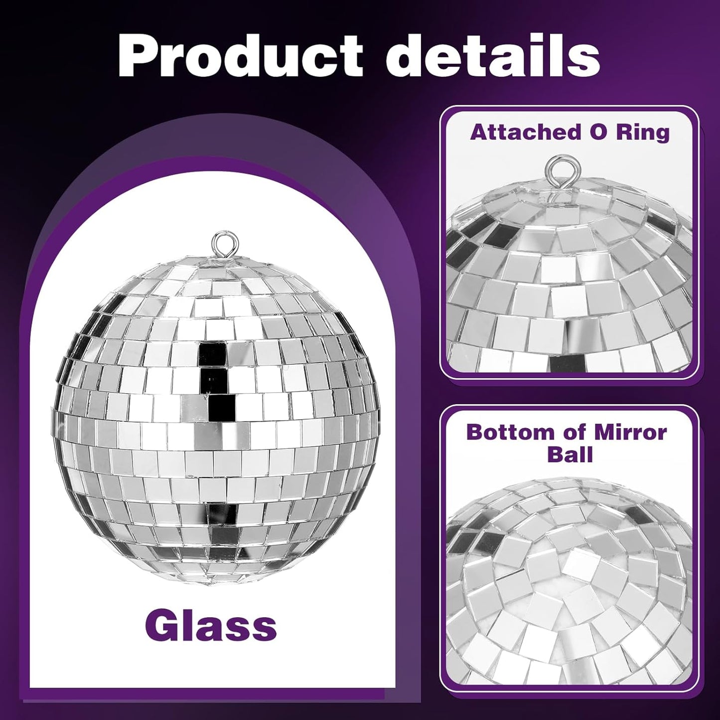 55Pcs Disco Ball Decor Hanging Mirror Disco Ball, 4Sizes Glitter Silver Mini Discos Balls Ornaments with Rope for 70s Discos Themed Birthday Party Supplies Christmas Tree Decors