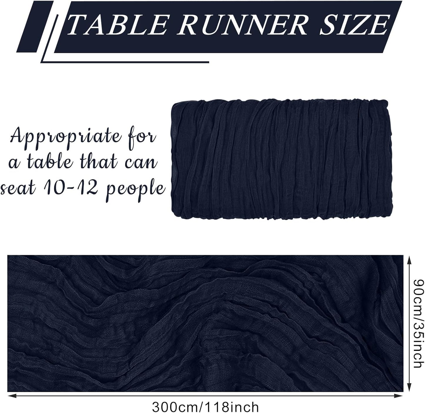 6 Pack Cheesecloth Table Runner 10Ft Christmas Gauze Boho Table Runners for Wedding Decor Bridal Shower Decorations Baby Shower Party(35" x 120")