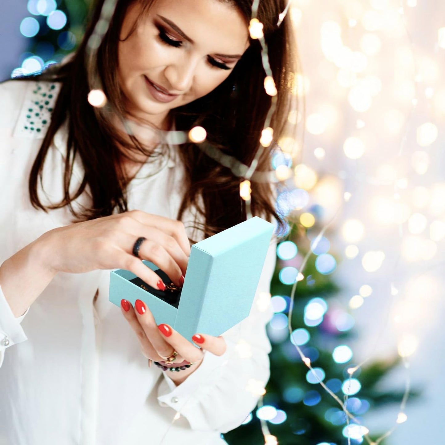 Gift Box Necklace Earring Ring Box Gift Box,12 Pieces Square Cardboard Jewelry Gift Boxes,Cotton Filled Cardboard Paper Jewelry Box Gift Case (3.5x3.5x1.25 Inches) (Blue)