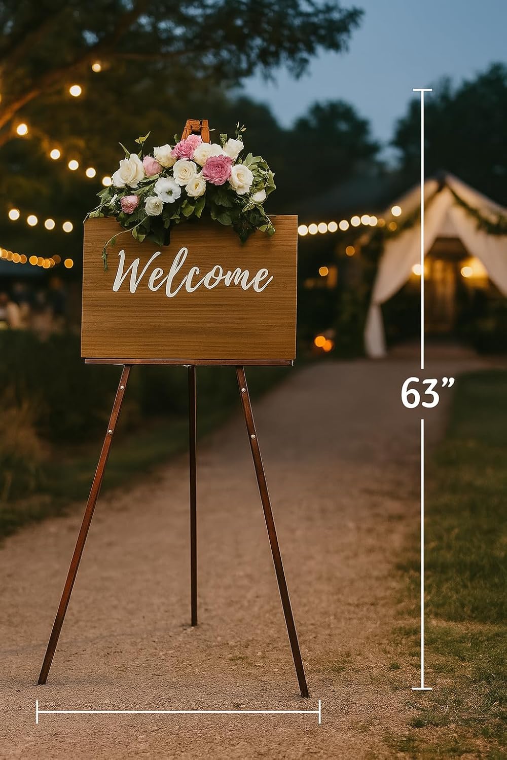 Conda 63" Wooden Tripod Artist Display Easel with Tray, A-Frame Adjustable Easel Stand for Wedding Sign, Foldable Easels for Painting Canvas, Display & Posters