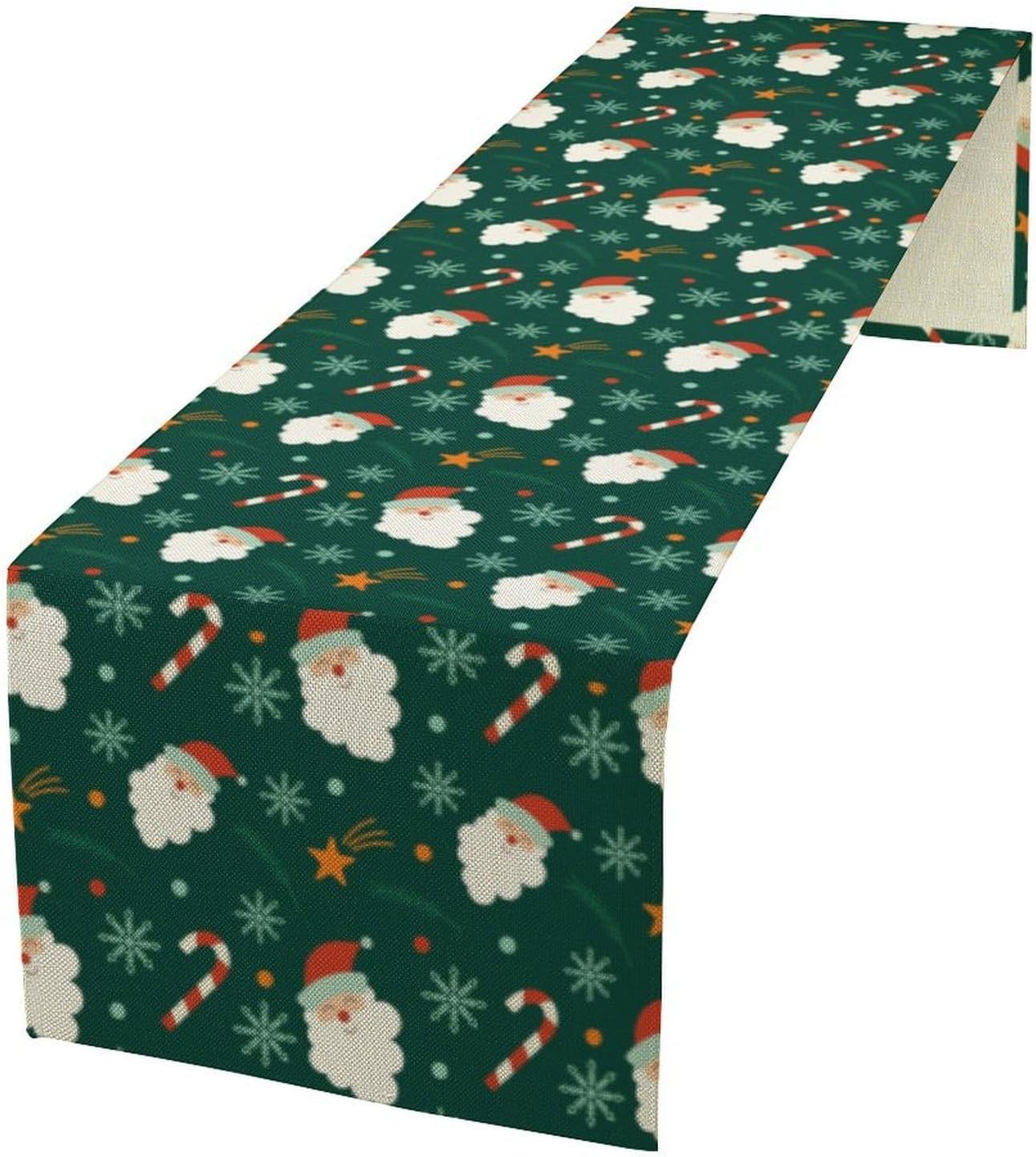 Christmas Table Runner,Seasonal Winter Xmas Holiday Green Table Cloth Kitchen Dining Table Decoration for Home Party Decor 13x90 Inch