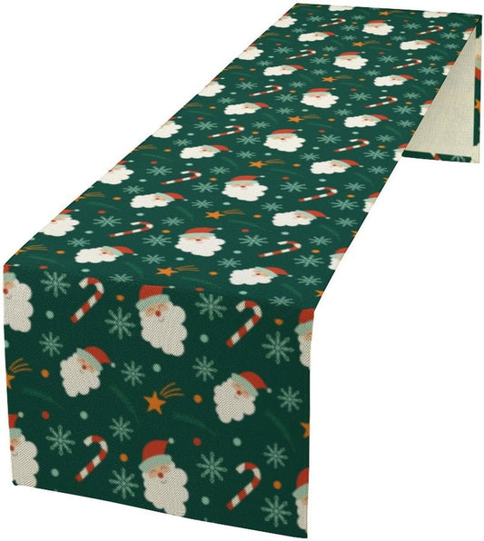 Christmas Table Runner,Seasonal Winter Xmas Holiday Green Table Cloth Kitchen Dining Table Decoration for Home Party Decor 13x108 Inch