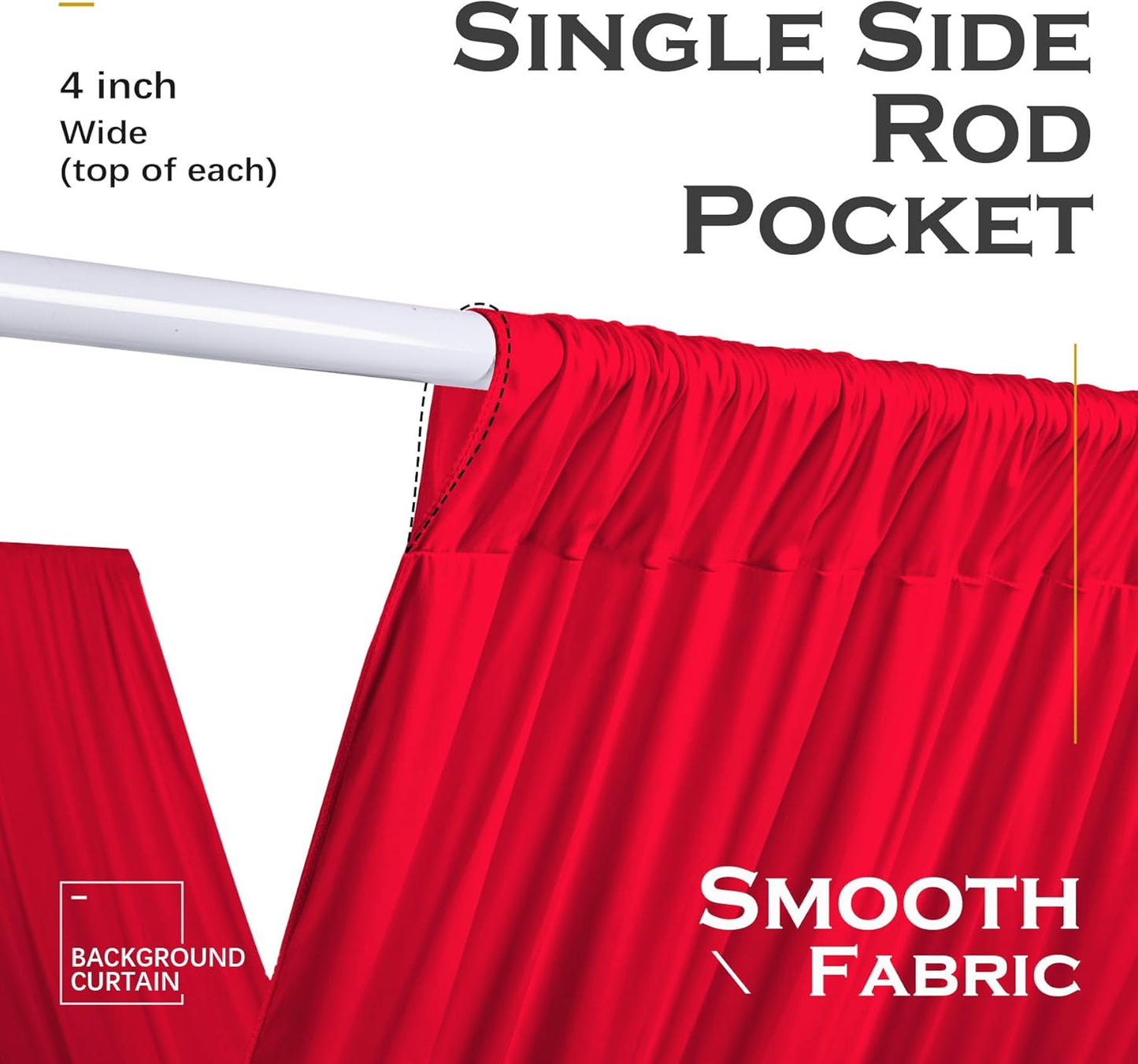 PartyVillage 10 Panels 5ftx30ft Red Ceiling Drapes for Wedding Parties – 30 FT Extra Long Thick Polyester Wrinkle-Free Drapery Tent Decor Decorations for Birthday Party Ceremony Stage Swag