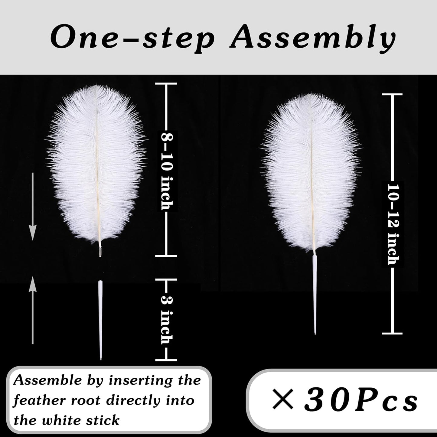 SOGUGOM Grey Craft Ostrich Feathers - 30PCS 8-10 inch Ostrich Feathers Kit for Centerpieces, Kindergarten Crafts, Dream Catchers and DIY Projects(Grey)