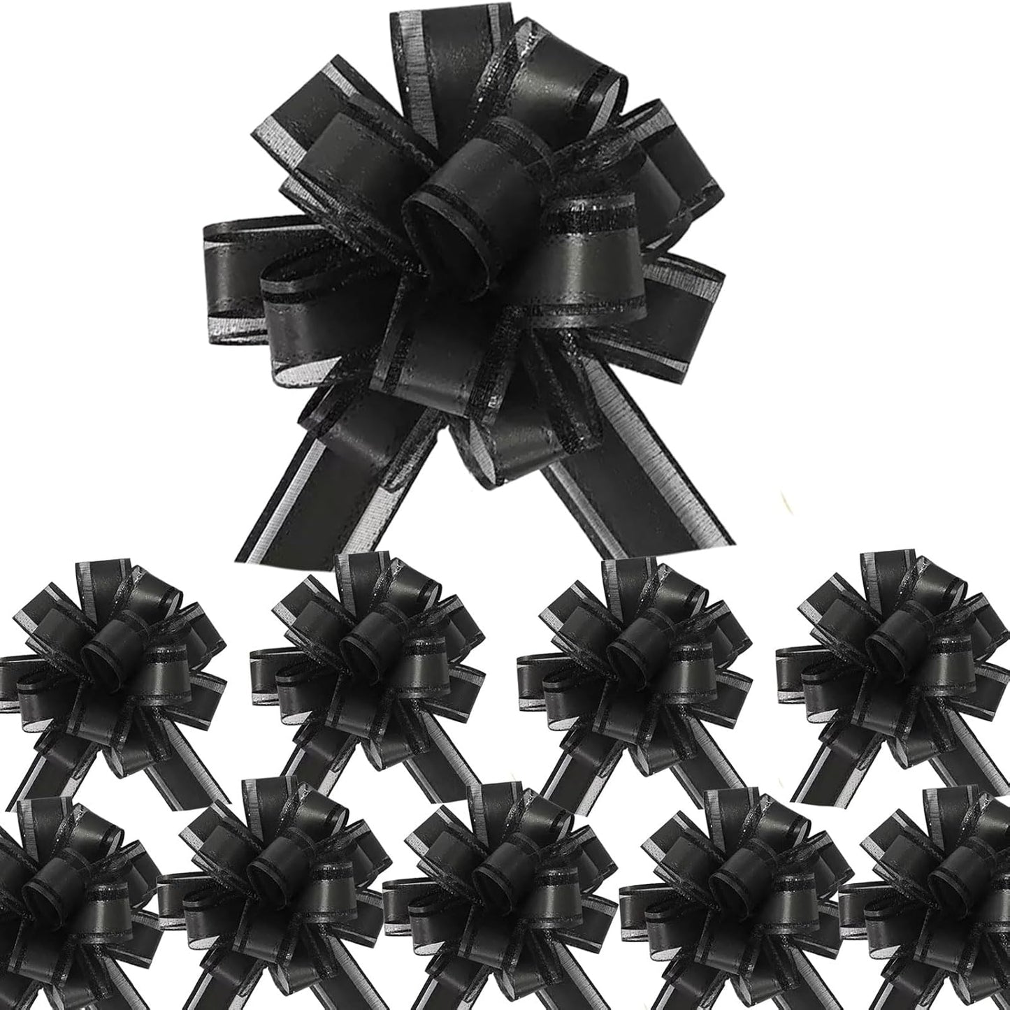 Small Pull Bows, 10 PCS 4 Inch Black Gift Bows for Wrapping,Basket, Wedding,Birthday Party,Flower Bouquet Decoration
