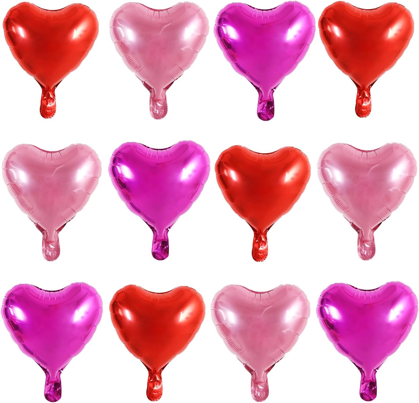 TONIFUL 30Pcs 10 Inch Heart Balloons Valentine’s Day Red Pink Hot Pink Heart Shape Foil Mylar Balloons Decoration for Valentine's Day Wedding Bridal Shower Anniversary Engagement Party Supplies