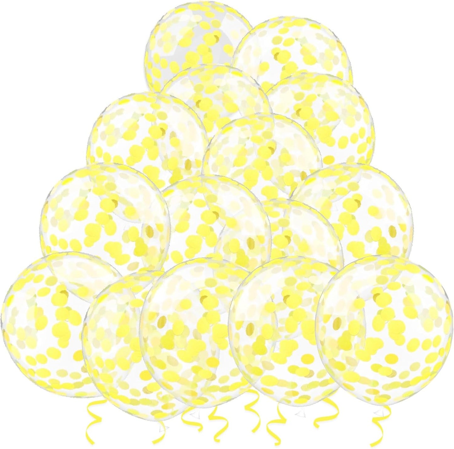 25 Pcs Yellow Confetti Balloons, 12 Inch Thickened Clear Latex Balloon with Confetti Inside for Birthday Party Baby Shower Aniversary Engagement Bridal Shower Decorations Supplies (Yellow Confetti)