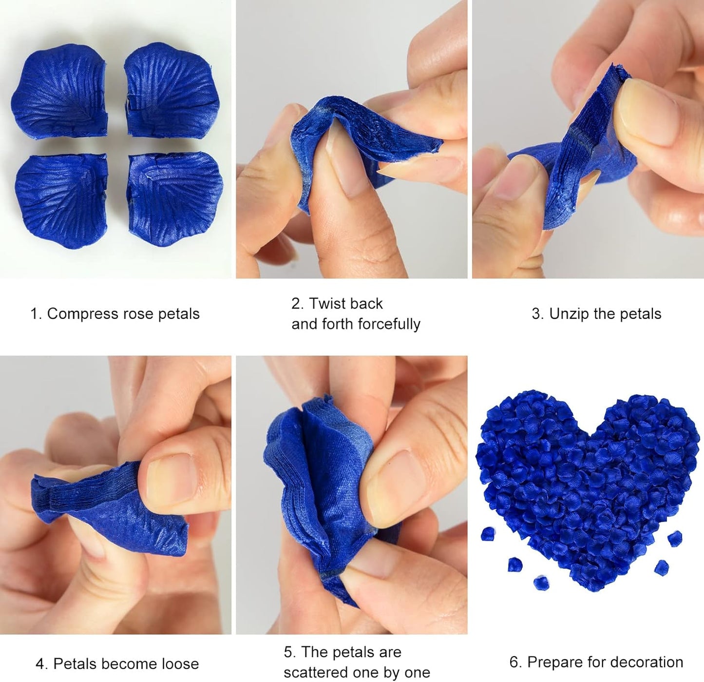 Ouddy Decor 3000 Pcs Rose Petals Artificial Flowers for Valentine's Wedding Decor Romantic Night Bridal Party Home Decorations, Blue