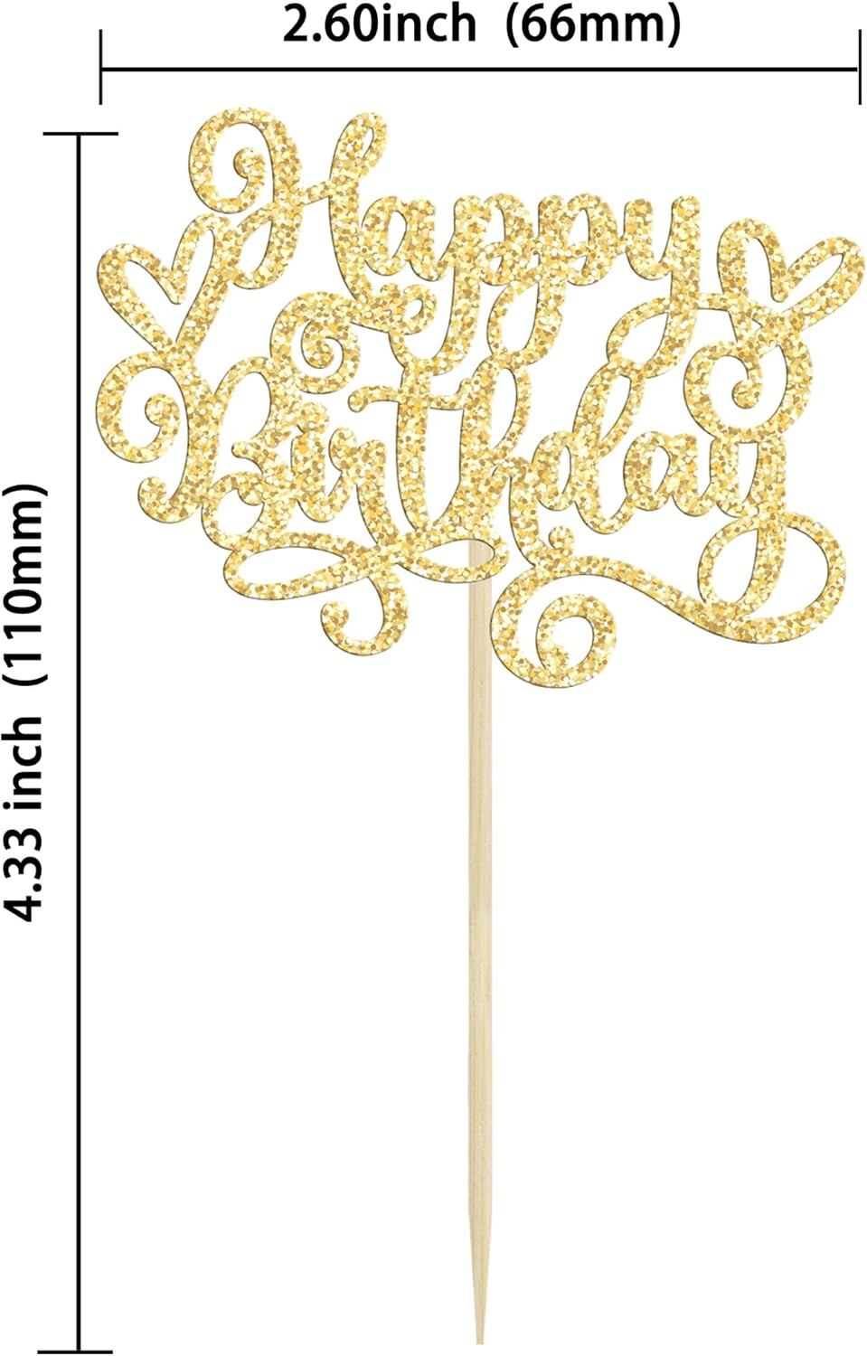 Gyufise 24Pcs Happy Birthday Cupcake Toppers Glitter Happy Birthday Cupcake Picks for Celebrating Happy Birthday Anniversary Theme Party Cake Decorations Supplies Gold