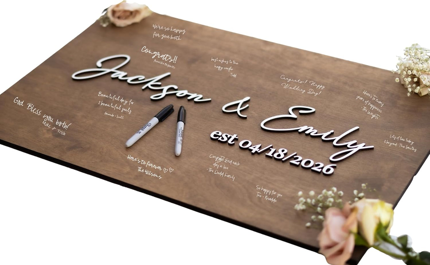 Personalized Last Name Guest Book, Unique Guest Book Sign, Custom Alternative Guest Book, Wooden Guest Book, Wedding Ceremony Guestbook Sign (Design 8)