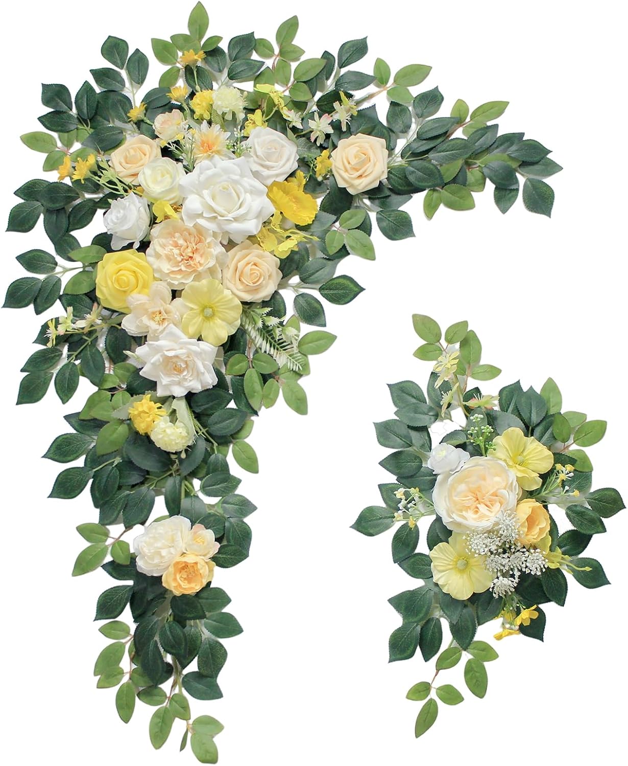 Wedding Arch Flowers Kit,Artificial Flower Arch Decor,2pcs Artificial Flower Arrangement for Wedding Decor Reception Backdrop Floral Decorations (Yellow)