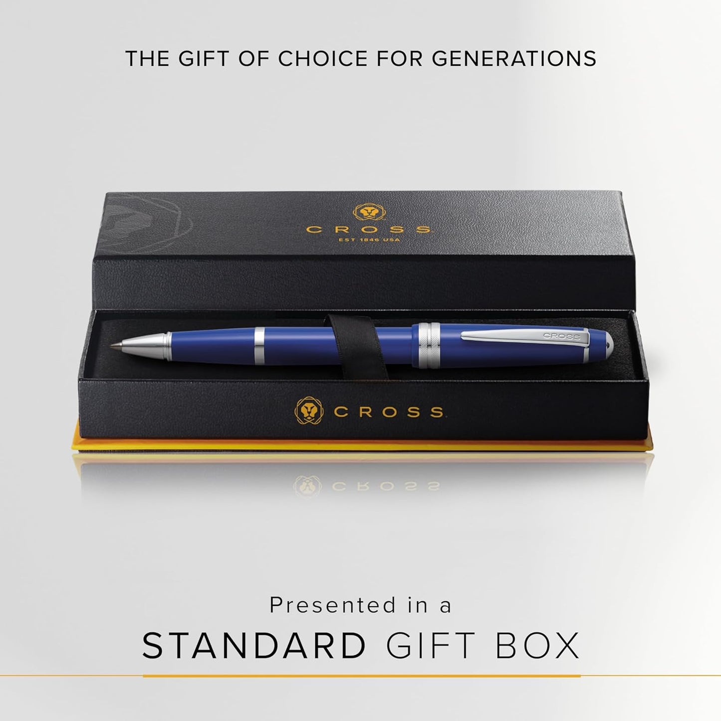 Cross Bailey Light Refillable Rollerball Pen Presented in a Everyday Gift Box - Medium Point, Black Ink, Polished Blue