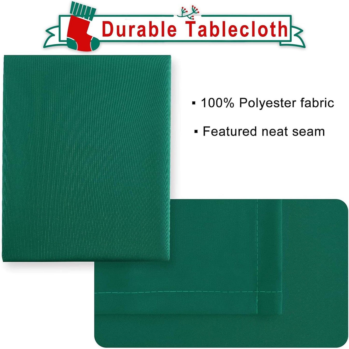 Hiasan Square Tablecloth - Waterproof Washable Polyester Table Cloth for Dining Room Birthday Party, Emerald Green, 30 x 30 Inch