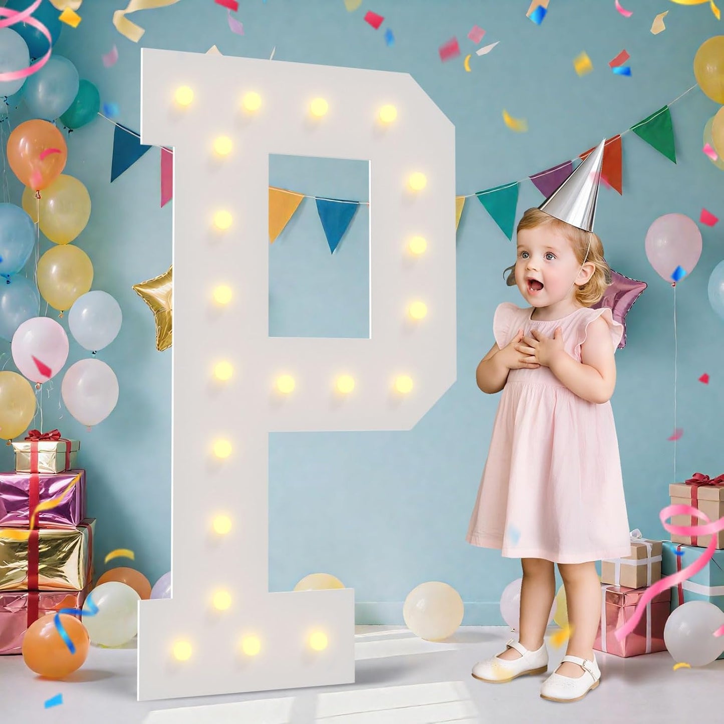 4FT Marquee Light Up Letters - Large Marquee Letters 4 Feet Tall for Birthday Party Decorations, Big Letter for Wedding Event Marry Me Baby Shower Bridal Shower, Letter P