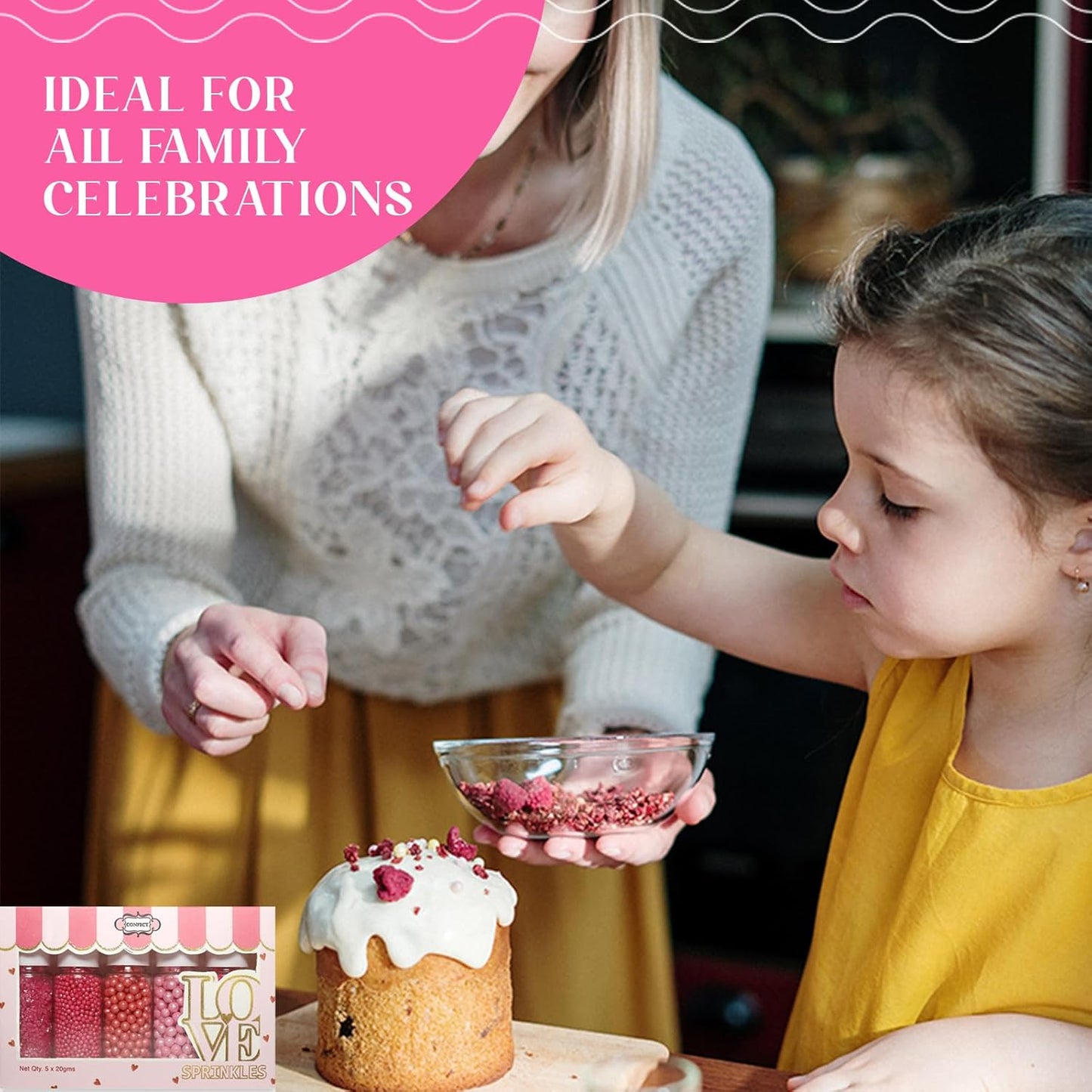 Confect Cake Decorating Sprinkles | Edible Pearl Mix Gold Yellow & White Dragees | White Sparkling Sugar | Edible Pina-Colada Disco Ball Mashup Sprinkles | Dairy-Free, Palm Oil-Free - 5 Oz