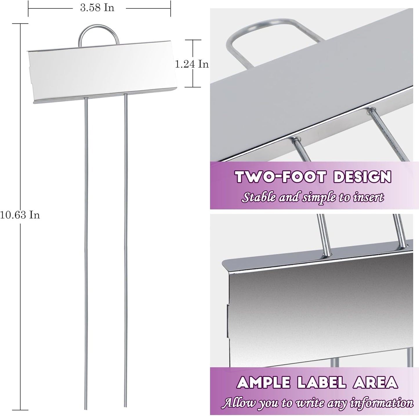 FORUP Metal Plant Labels, 30 Pack Garden Label Markers, Weatherproof Garden Stake Tags, Reusable Planting Gardening Markers, Silver