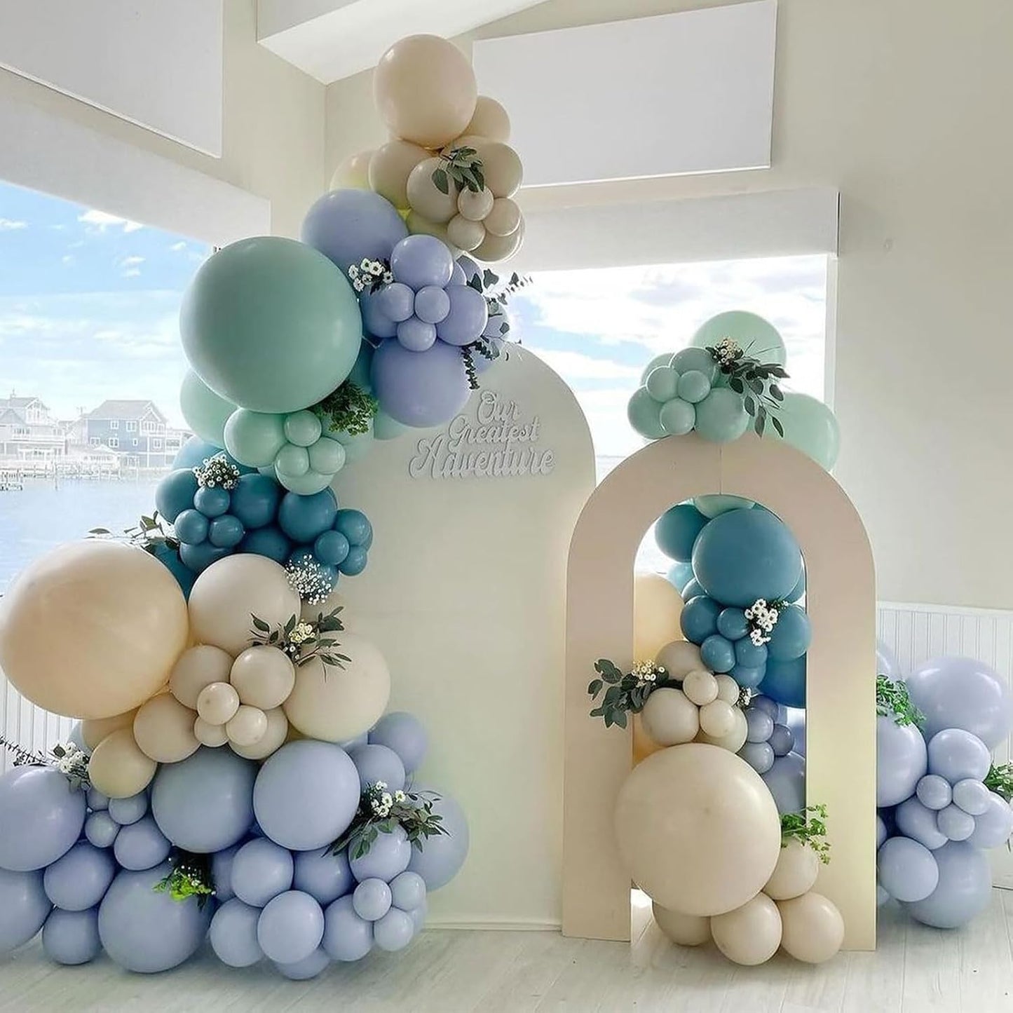 110pcs Dusty Blue Balloons 12 Inch Retro Blue Latex Balloon Garland Arch Kit for Birthday Baby Shower Anniversary Graduation Wedding Party Decorations