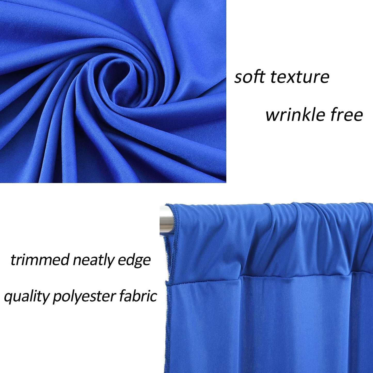 AK TRADING CO. 10 feet Wide x 12 feet Long Polyester Backdrop Drapes Curtains Panels with Rod Pockets - Wedding Ceremony Party Home Window Decorations - (Royal)