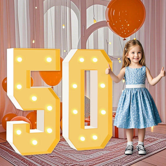 3FT Marquee Numbers 50, Large Light Up Numbers 50th Birthday Decorations for Her Him, Cardboard Numbers for Women Men Anniversary Party Decor Backdrop, DIY Foam Board Mosaic Number Sign