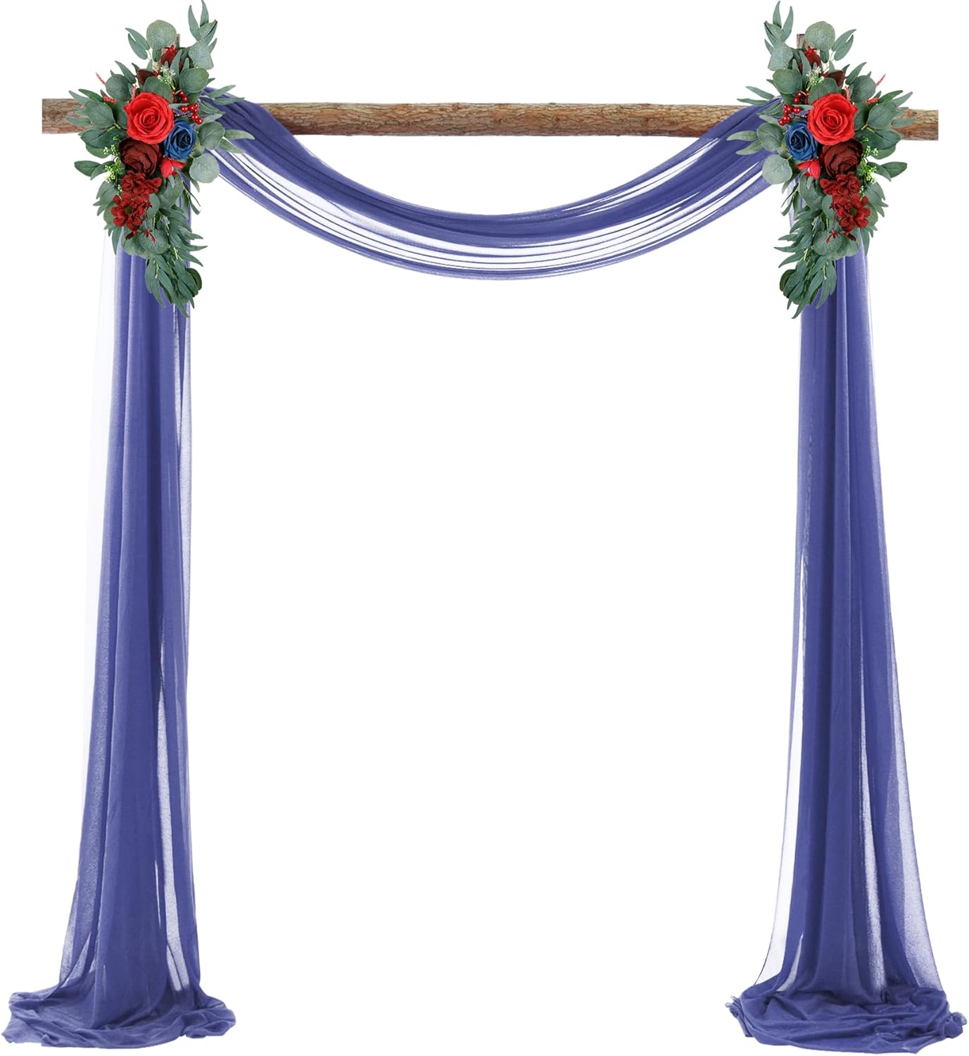 Wedding Arch Draping Fabric Navy Blue Sheer Wedding Backdrop Curtains for Party Ceremony Arch Stage Decorations 2Panels