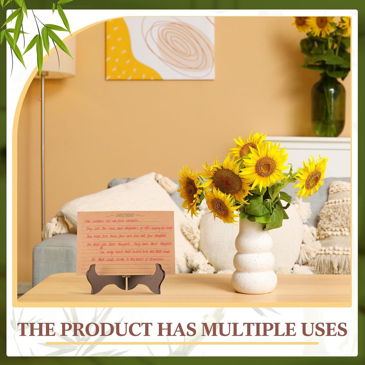 Tatuo 4 Packs Wooden Display Stand Decorative Plate Stands for Display Picture Frame Holder Easels(Brown,4 Inch)