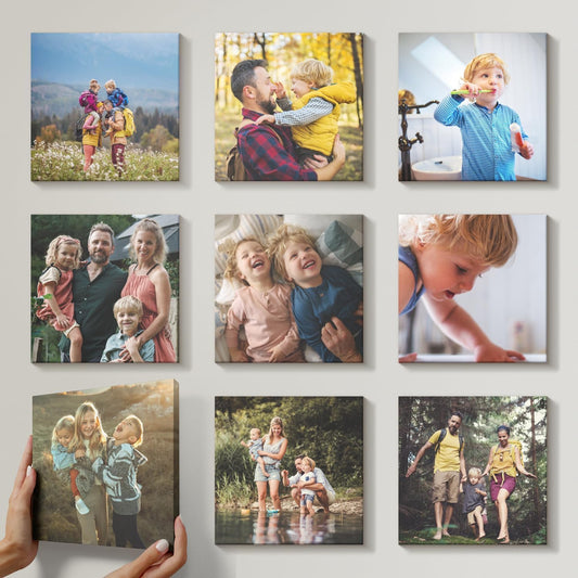 Mixtiles Official - Custom Photo Tiles - Personalized Printed Photos - Magnetic Wall Frames - Adhesive Sticker, No Nails - Various Sizes and Frames - 8x8-9Tile - Canvas Frame