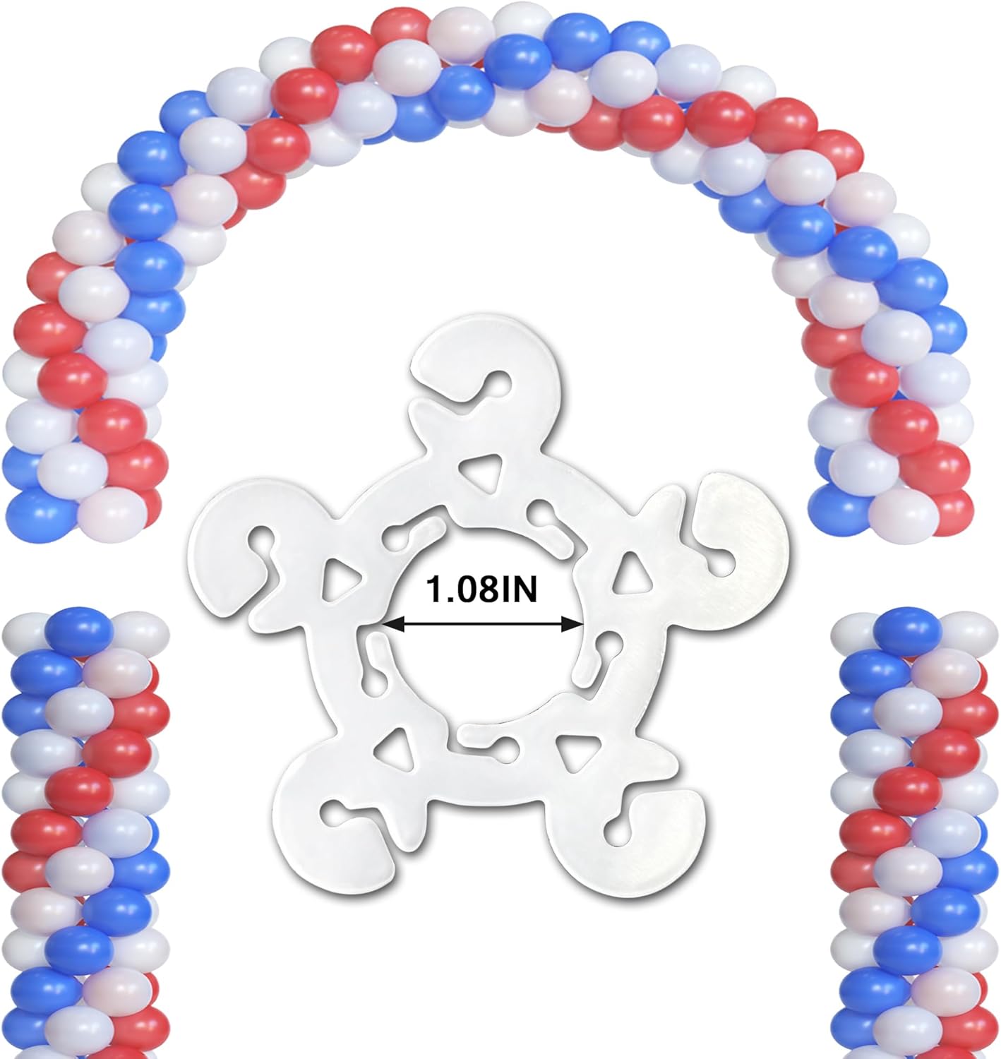 80 Balloon Clips and 100 Dots Glue Points and a Tie, Connector, for wedding, parties, etc. Arch tool