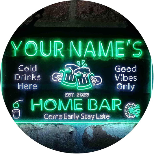 ADVPRO Personalized Your Name Custom Home Bar Beer Established Year Dual Color LED Neon Sign White & Green 12 x 8.5 Inches st6s32-p1-tm-wg