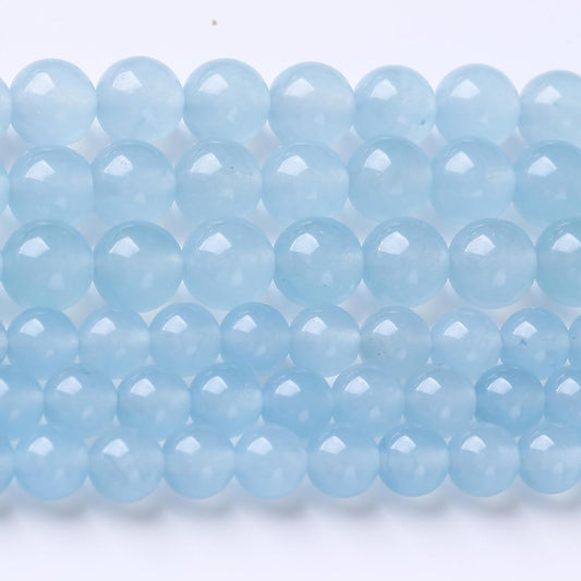 Ice Blue Chalcedony Stone Beads Gemstone Round Crystal Energy Jade Beads Stone Beads for Jewelry Making DIY Bracelet Necklace Jewelry Making 1 Strand 15.5inch 4MM