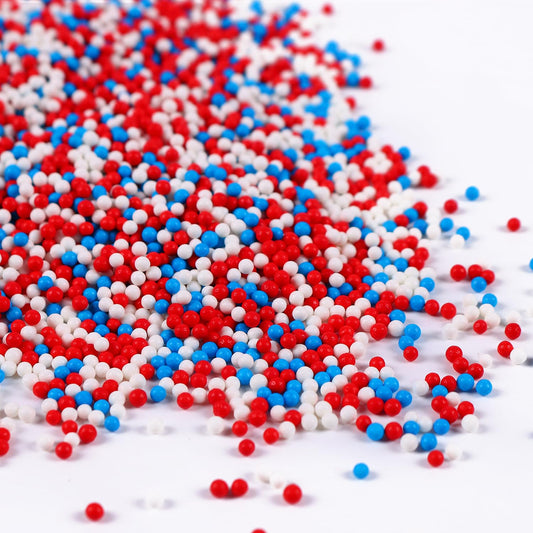 Edible Patriotic Nonpareils Sprinkles for Cake Decorating, Red White and Blue Sprinkles, 4th of July for Cupcakes, Cookies, Chocolate, Candy, and Ice Cream Topping(120g/4.23oz)