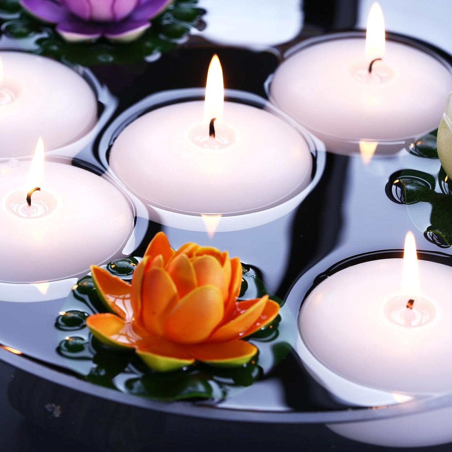 24 Pack Floating Candles, 3” White Unscented Dripless Wax Burning Candles, for Weddings, Party, Cylinder Vases, and Home Decorations