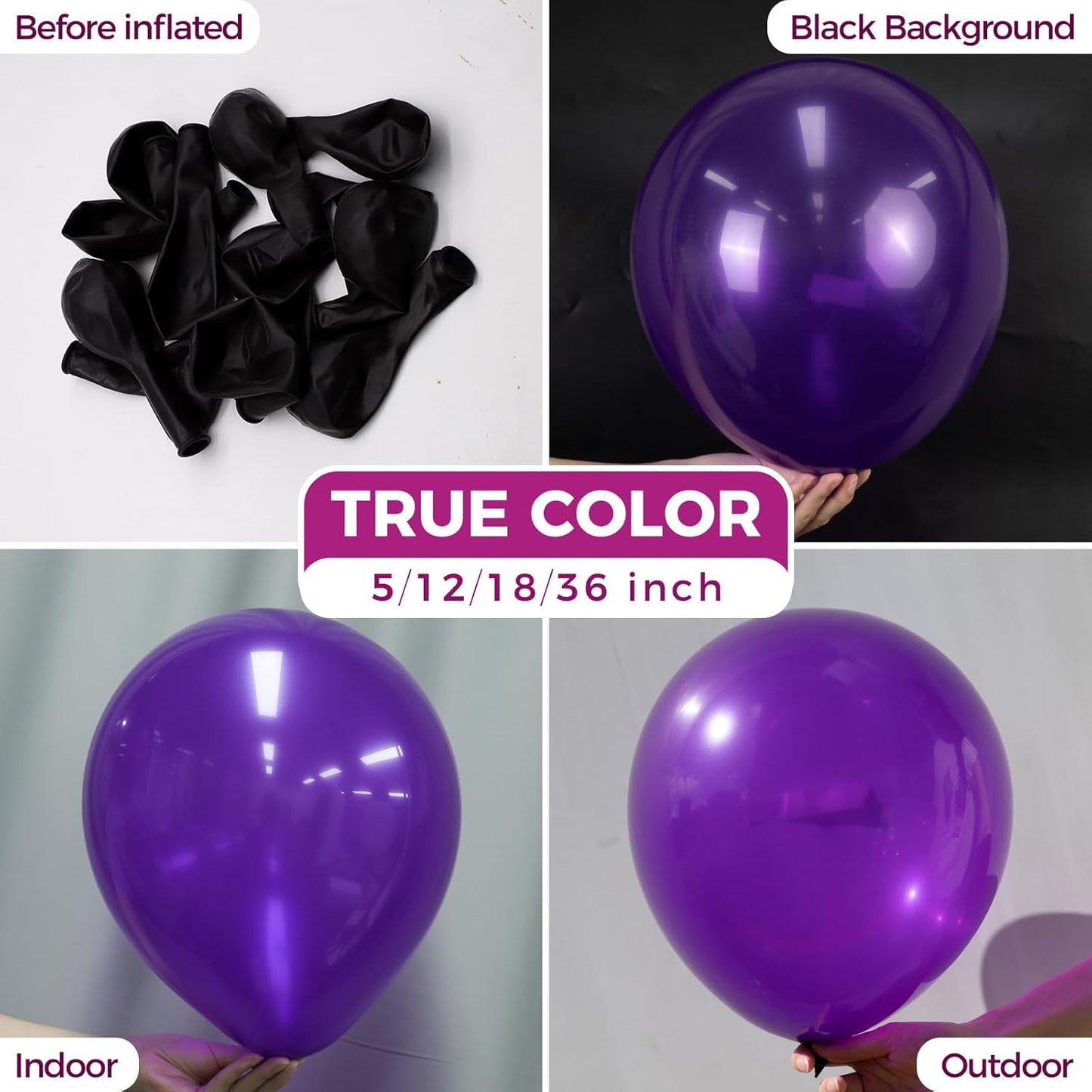 Bezente Dark Purple Latex Party Balloons - 150 Pack 5 inch Matte Small Purple Helium Balloons for Graduation Halloween Wedding Birthday Party Decorations