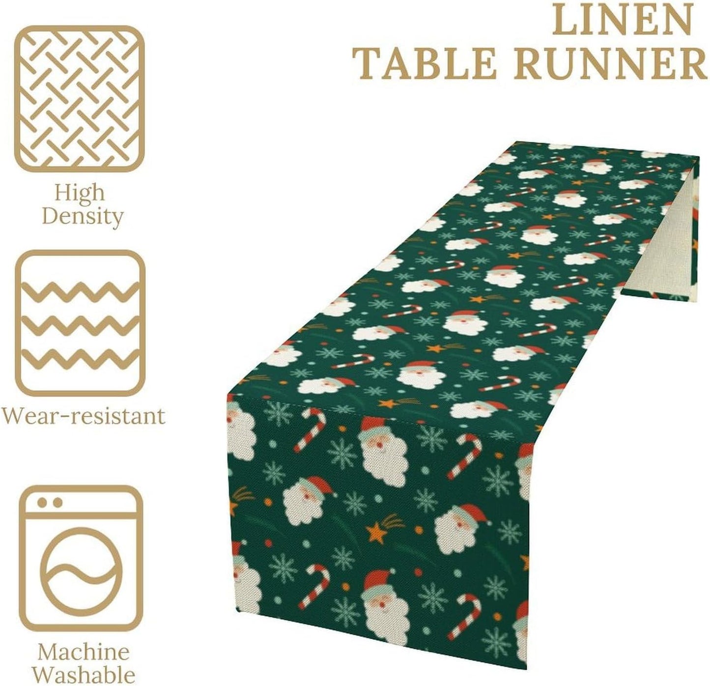 Christmas Table Runner,Seasonal Winter Xmas Holiday Green Table Cloth Kitchen Dining Table Decoration for Home Party Decor 13x120 Inch