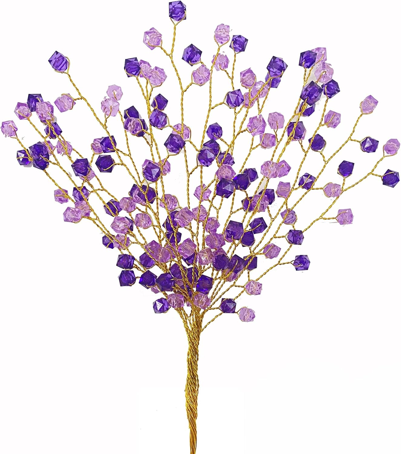 16PCS Crystal Artificial Flowers Bouquets Handmade Acrylic Flower Branches Fake Beaded Baby Breath Floral Crafts for Wedding Party Home Decor