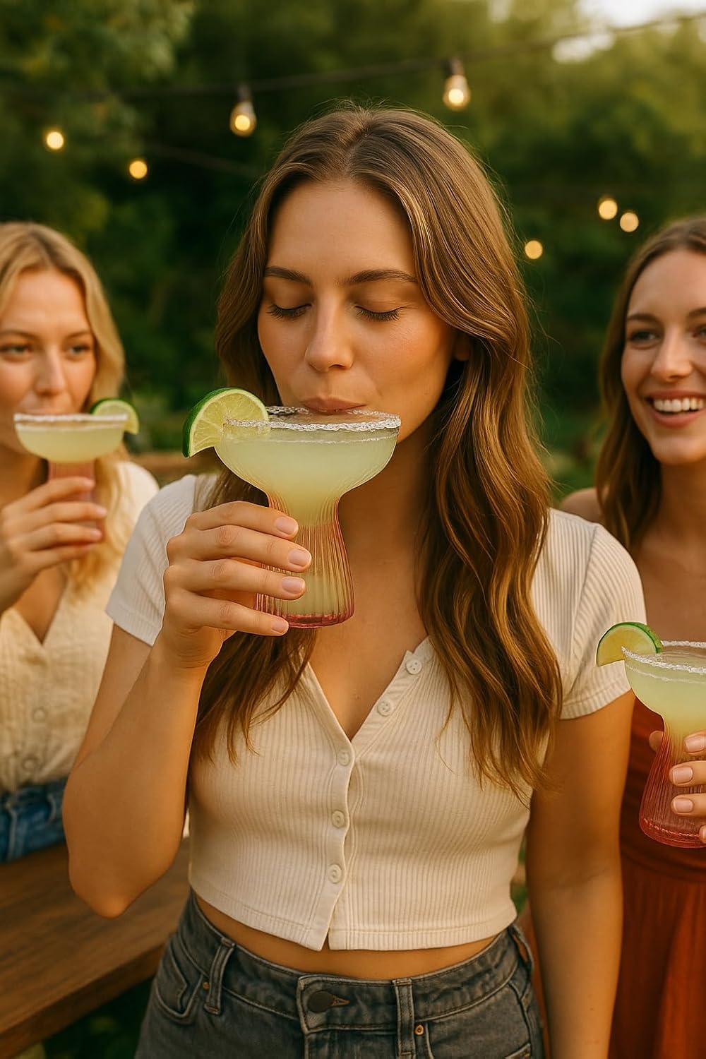 Lunara Clear Plastic Margarita Glasses, 11 oz, Set of 40, Disposable Party Cups for Cocktails (Pink Ripple Ribbed)