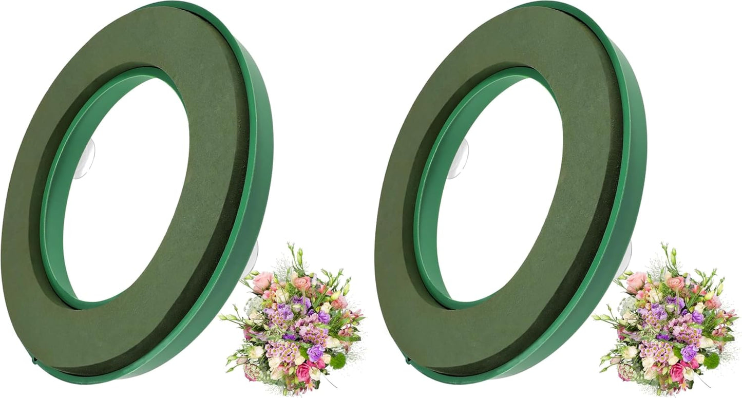 DOITOOL Flower Foam Ring with Suction Cup Car Flower Mud Green Wet Foam Blocks Round Floral Foam Blocks Artificial Floral Arrangements Mud for Florist Wedding Car Holiday Decoration 140g (Pack of 2)