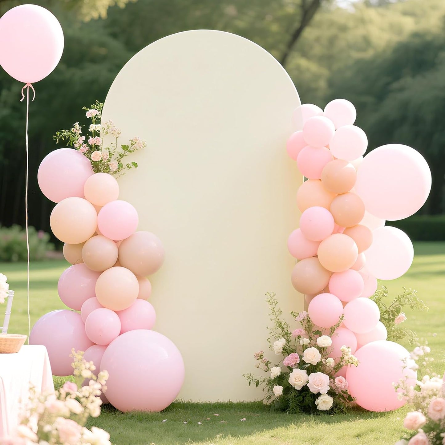 Ledido Wedding Arch Backdrop Cover 7.2FT Arch Covers Fitted Stretchy Spandex Round Top Stand Backdrop Cover for Wedding Banquet Ceremony Birthday Party Baby Shower Event Decoration,Ivory