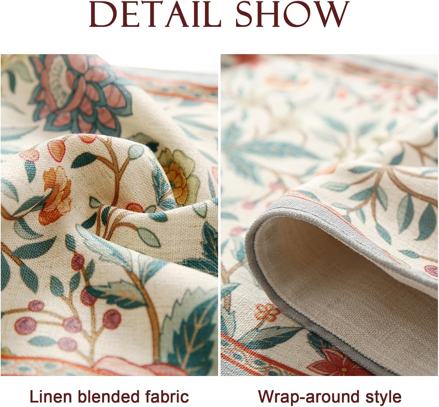 Floral Cloth Small Runner for Table,Decorative Linen 63 Inches Long Table Runners,Farmhouse Decor Tabletop for Kitchen,Dining,Party,Home,Christmas,12"*63"